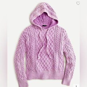 J Crew Garment Washed Cable Knit Hoodie